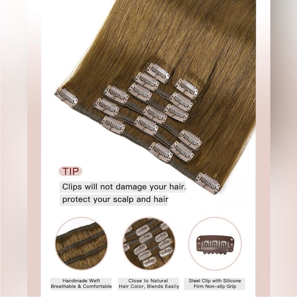 Chocolate Brown Remy Human Hair 20 Inch Clip In Hair Extensions - Picture 11 of 14